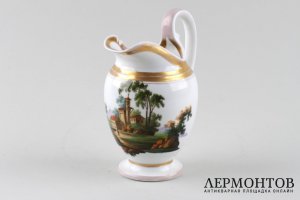 Молочник в классическом стиле. Фарфор, роспись, золочение. Завод Попова. XIX в.