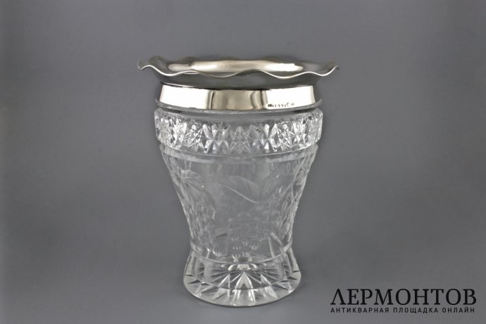 Ваза для цветов. Хрусталь, серебро 800 пробы. Австрия, Вена, 1930-е гг.