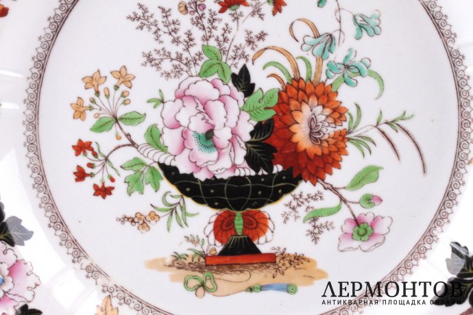 Тарелка в стиле шинуазри. Завод Попова. Фарфор. Российская империя