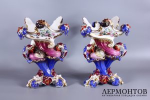 Парные фарфоровые вазы. Франция, Париж. Vieux Paris