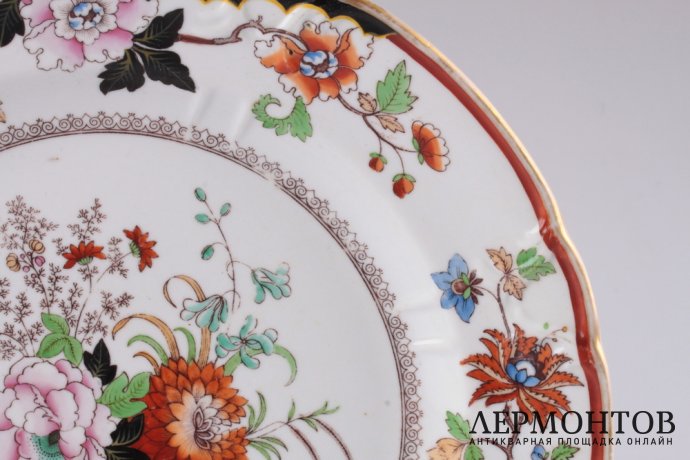 Тарелка в стиле шинуазри. Завод Попова. Фарфор. Российская империя
