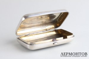 Портсигар с черневым узором. Большой театр. Серебро 84 пр. Российская империя, XIX в.