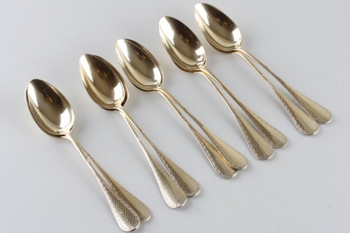 Набор чайных ложек. H. Chenailler. Серебро 950, золочение. Франция, XIX в.