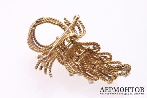 Брошь с бриллиантами 1,88 k. Золото 750. Франция