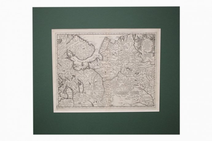 Карта. Север Европейской части России. Гравюра на меди. А. Олеарий. Амстердам, 1727 г