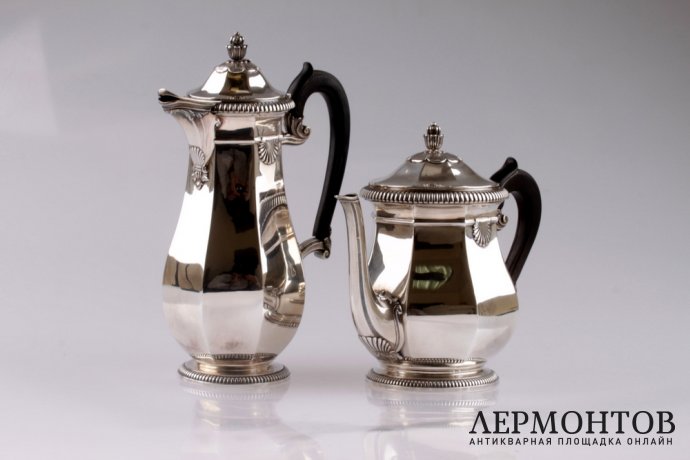 Чайно-кофейный сервиз Roussel Fils amp Cie. Серебро 950. Франция