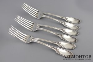 СТОЛОВЫЙ НАБОР НА 6 ПЕРСОН DOUTRE ROUSSEL. СЕРЕБРО 950 ПРОБЫ. ФРАНЦИЯ.