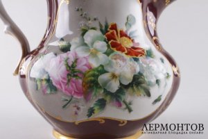 Кувшин с крышкой. Гарднер. Фарфор, роспись, золочение. Российская империя, сер. XIX в