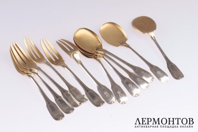 Десертный набор Roussel. Серебро 950. Франция