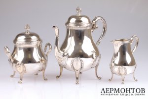 Чайный сервиз Е. Puiforcat. Серебро 950. Франция