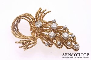 Брошь с бриллиантами 1,88 k. Золото 750. Франция