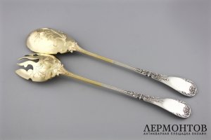 СЕРВИРОВОЧНЫЙ НАБОР В СТИЛЕ АР НУВО. TALLUIS  MOYENCE. СЕРЕБРО 950. ФРАНЦИЯ.