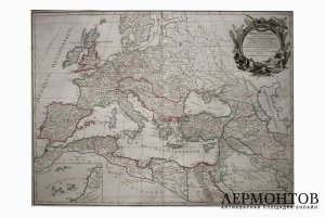 Карта. Римская империя. Запад и Восток. Жиль Робер Вогонди. Франция, XVIII век.