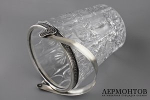 Хрустальное ведерко для льда. Серебро 800. Европа. XX век