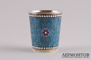 Стопка с полихромной эмалью по скани. Клингерт. Серебро 84 пробы. Россия, 1891 год.