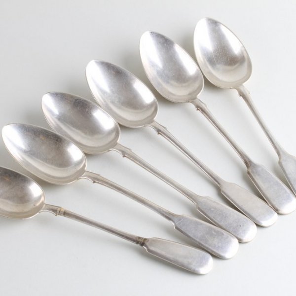 Комплект столовых ложек. 6 шт. И. Хлебников. Серебро 84 пробы. Российская империя