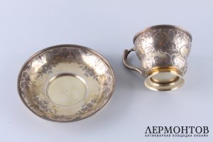 Чайная пара. Жолпин Николай. Серебро 84 пробы. Россия, Санкт-Петербург, 1856 год.