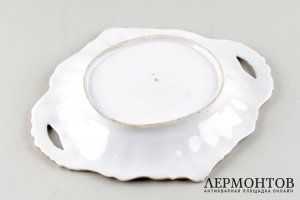 Сухарница с цветочным орнаментом. Завод Попова. Фарфор, роспись. Пер. пол. XIX в.