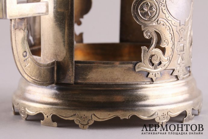 Подстаканник в русском стиле. Серебро 84 пробы, эмаль, золочение. Россия, 1888 г.