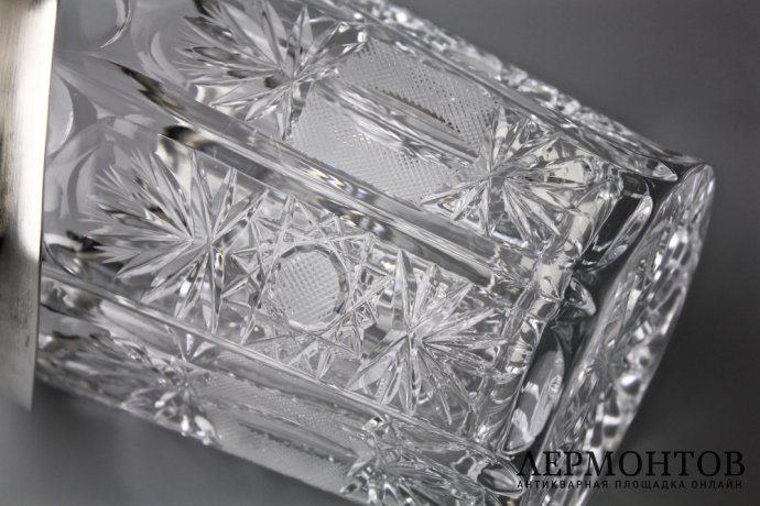 Хрустальное ведерко для льда. Серебро 800. Европа. XX век