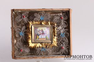 Икона "Успение Божией Матери" Эмаль, финифть, латунь.