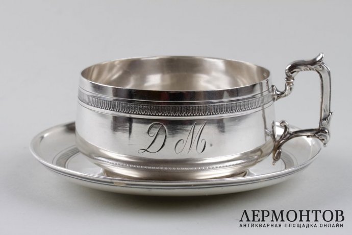 Чайная пара в классическом стиле Boulenger. Серебро 950 пробы. Франция, XIX век.