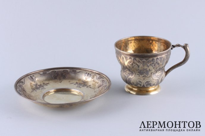 Чайная пара. Жолпин Николай. Серебро 84 пробы. Россия, Санкт-Петербург, 1856 год.