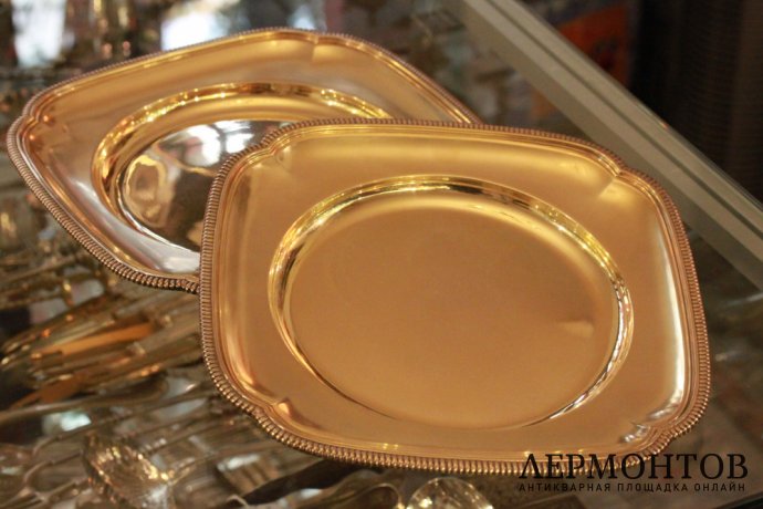 Два блюда Tetard Freres. Серебро 950 пробы, золочение. Франция