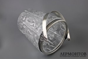 Хрустальное ведерко для льда. Серебро 800. Европа. XX век