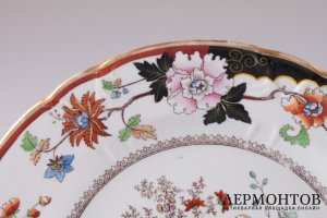 Тарелка в стиле шинуазри. Завод Попова. Фарфор. Российская империя