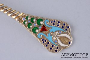 Совочек для чая. Иван Хлебников. Эмаль, серебро 88. Москва, Россия, 1908-1917 гг.