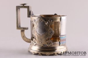 Подстаканник в русском стиле. Серебро 84 пробы, эмаль, золочение. Россия, 1888 г.