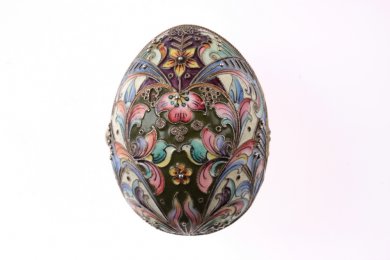 Яйцо-кошелек. Расписная эмаль по скани. Серебро 84 пробы. Российская империя