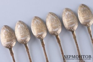 Набор чайных ложек. Иван Алексеев. Серебро 84 пробы. Россия, Москва, 1880 год.