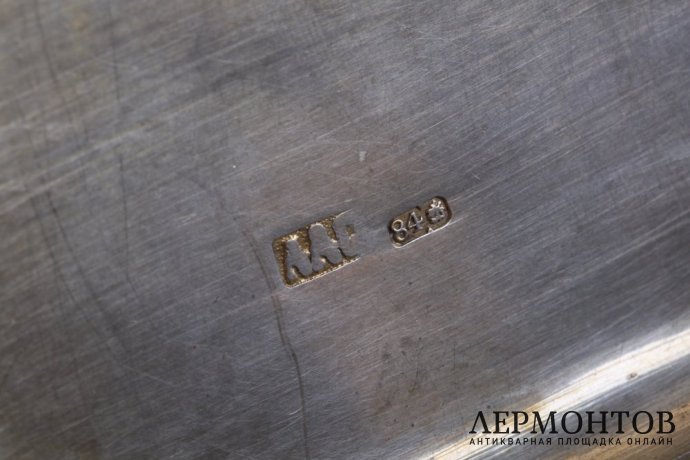 Портсигар с черневым узором. Большой театр. Серебро 84 пр. Российская империя, XIX в.