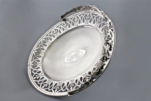 Сухарница с ручкой. Серебро 950 пробы. Франция, XIX - XX вв.