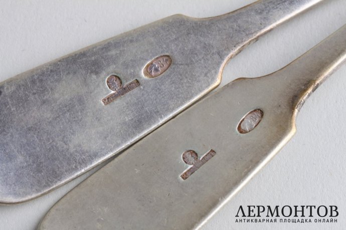 Комплект столовых ложек. 6 шт. И. Хлебников. Серебро 84 пробы. Российская империя