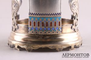 Подстаканник в русском стиле. Серебро 84 пробы, эмаль, золочение. Россия, 1888 г.