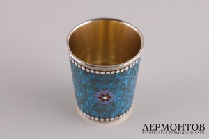 Стопка с полихромной эмалью по скани. Клингерт. Серебро 84 пробы. Россия, 1891 год.