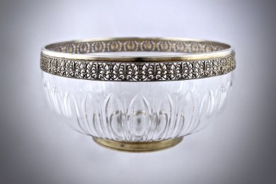 Ваза. Серебро 950 пробы. Хрусталь, золочение. Франция