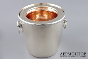 Ведерко для льда и охлаждения напитков. Серебро 800 пробы. Европа, 1930-е.
