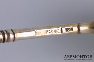 Ложка с чернением. Василий Семенов. Серебро 84 пробы. Россия, Москва, 1864 год.