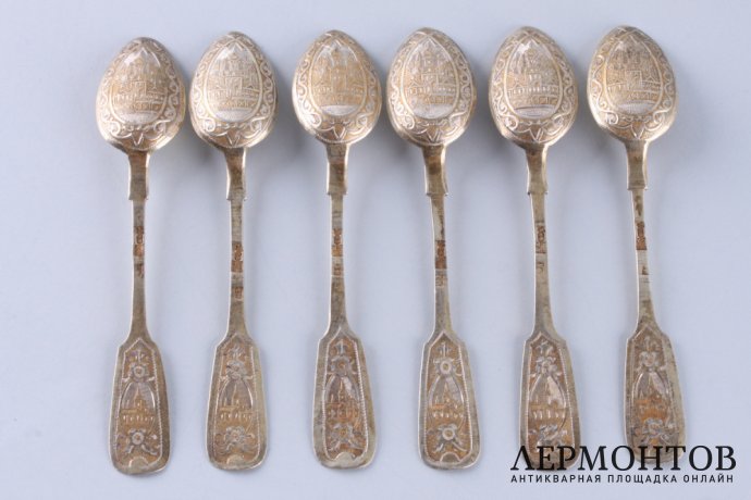 Набор чайных ложек. Иван Алексеев. Серебро 84 пробы. Россия, Москва, 1880 год.