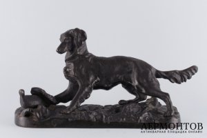 Пресс-папье. Собака сеттер. Касли. Чугун. Российская империя, 1909 год.